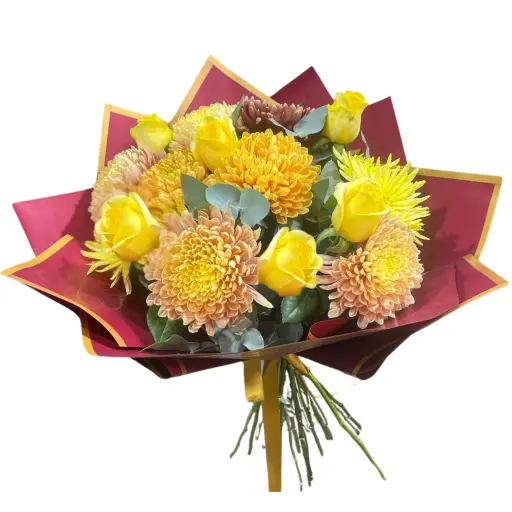 Ramo de flores crisantemos con rosas 